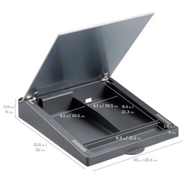 ECR4Kids Glass Board Memo Station, 10in x 12.5in Magnetic Glass Dry-Erase Surface, Whiteboard Desktop Pad with Accessory Storage and Built-in Phone Charger Organizer - Colorful Weekly Calendar