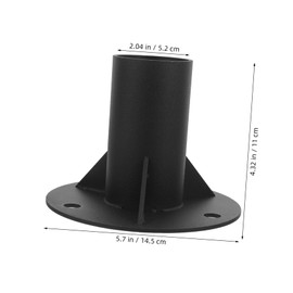 Operitacx Heavy-duty Black Fence Flange Metal Post 52mm Base Inner with Strong Structure Coating and Steel Material Floor Mounted Bracket for Screws Deck Mailbox Flag