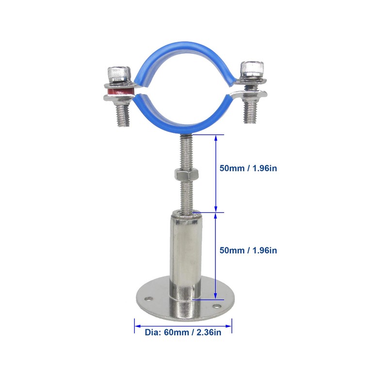 Stainless Steel Wall Mount Ceiling Mount Pipe Supports, Adjustable Pipe
