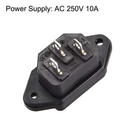 uxcell AC 250V 10A 3P Iec320 C14 Inlet Plug Power Socket Black W Cover 2Set