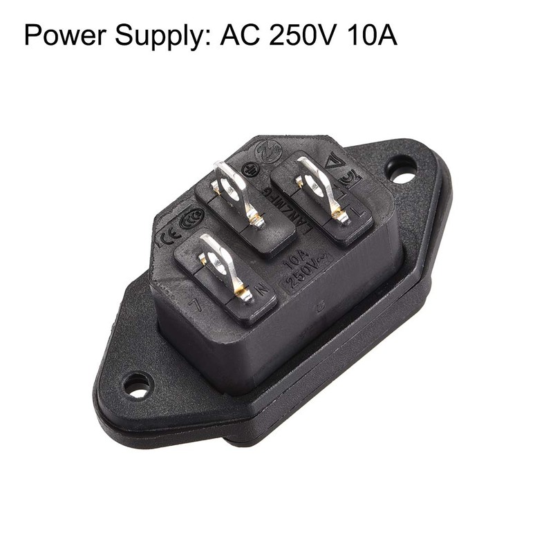 uxcell AC 250V 10A 3P Iec320 C14 Inlet Plug Power