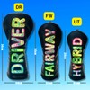 Golf Headcover Stylish Cool 【Lettering Lines】Aurora, Hologram Lettering, Driver Fairway