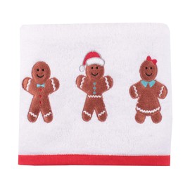 Fusion - Christmas Gingerbread Man Hand Towels 2 Pack (50 x 90cm) - Soft Fluffy 100% Cotton - Embroidery Gingerbread Hand Towels - Christmas Bathroom Towels - Christmas Decorations/Bathroom Accessory