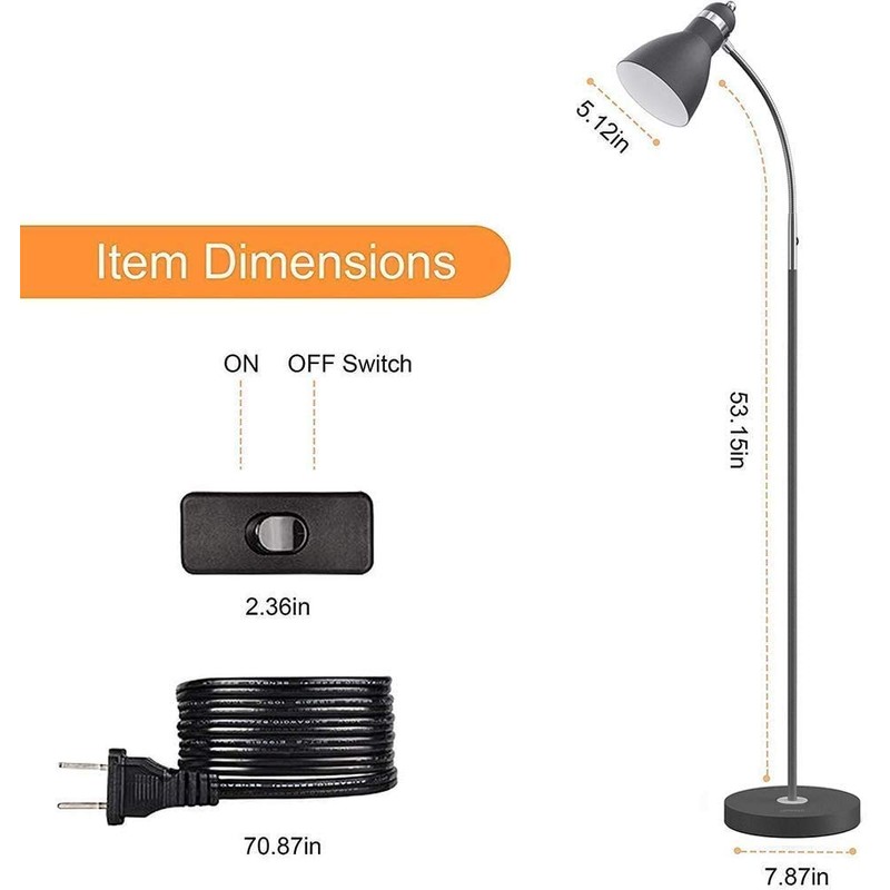 LEPOWER Floor Lamp, Metal Standing Lamp with Adjustable Gooseneck, Heavy