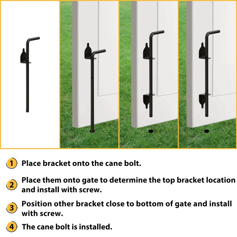 URDOGSL 12" Heavy Duty Cane Bolts for Gates with Black