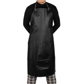 aotuo0608 Waterproof Rubber Vinyl Apron 40 Inch Chef Aprons for Women Men Heavy Duty Work Apron for Dishwashing Chemical Lab Butcher Grooming (Black)