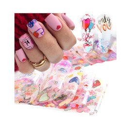 Generic Bow Daisy Love Bowknot Flower Rose Nail Foil Transfer Sticker 10Pcs 20X4Cm Qr9109 Nail Wraps Stickers Manicure Supplies for Women Nails Full Long Lasting Easy Apply and Remove
