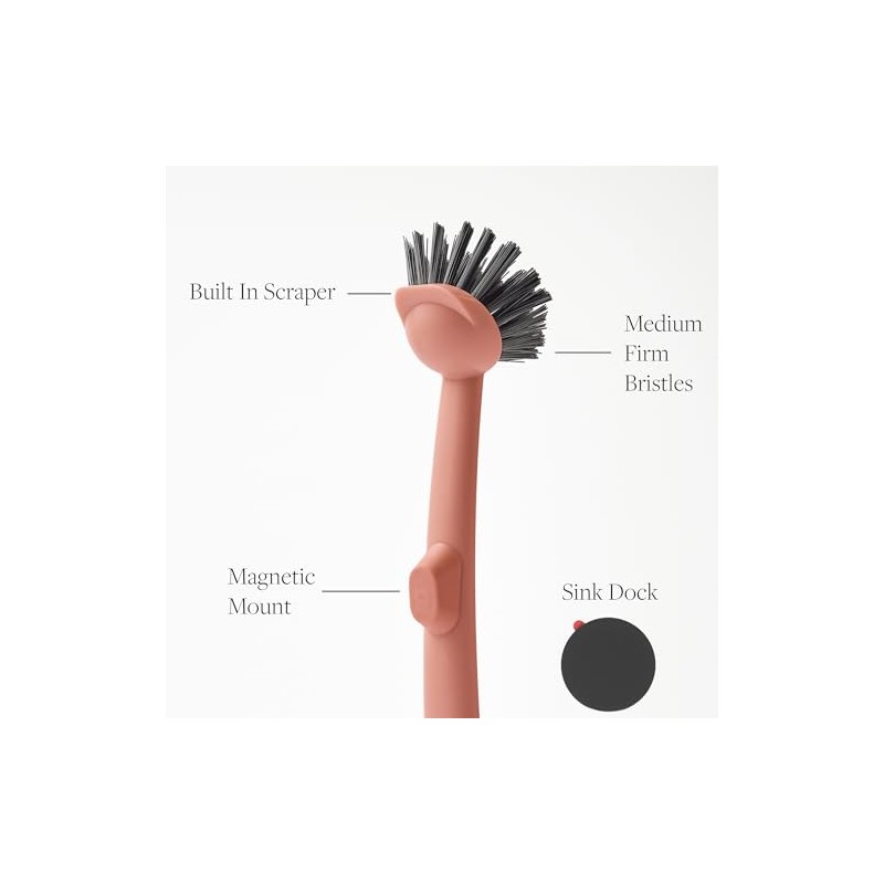Earth & Mango Magnetic Dish Brush & Scraper, Snaps to