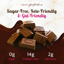 ChocoPerfection Sugar Free Dark Chocolate Bars - Keto-Friendly, Gluten-Free and Vegan - No Maltitol and Fiber-Rich with Low Glycemic & Low Carb Snacks - European Taste - Box of 12 Bars (50g each)