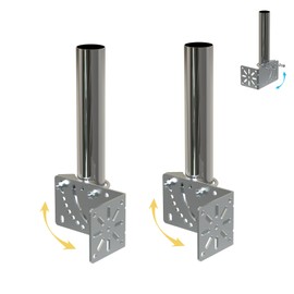 Amazmount 2PCS 1.5" Diameter Universal Outdoor Adjustable Antenna Mount Pole Bracket to Wall Weather Station 10" Length Antenna Mast Mounting Pole Clamp Kit