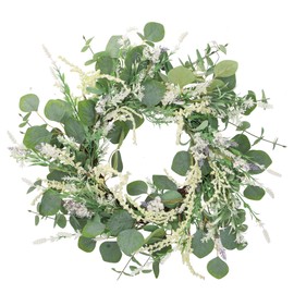 VOSTEEN 1x XL Eukalyptuskranz Ø 56cm grün/weiß - Fensterdekoration hängend eleganter Look & hochwertig verarbeitet - Türkranz Frühling Sommer