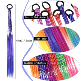 Colored Hair Extensions for Kids,Braided Ponytail Extension,Hair Accessories for Girls,colored hair hair braids extensions,6pcs Crazy Hair Day Accessories hair tie with hair (6PCS Colorful Braids)