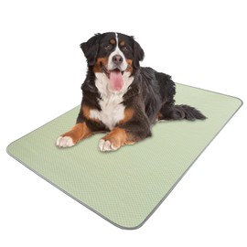 Summer Dog Cooling Mat Washable Ice Silk Self Cool Pad for Small Medium Large Dogs and Cats, Pet Sleeping Pad for Crate, Bed, Indoor & Outdoor Floor, Car Seats (Green, 59x40in)
