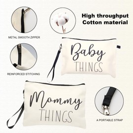 Mommy and Baby Bag - Gifts for New Mom, Mommy Bag Canvas Zipper Pouch Set, Mommy Baby Bag New Mommy Essentials, Postpartum Gifts for Mom Travel Toiletry Bag for Baby Stuff, New Mom Gift for Mom 2 PCS