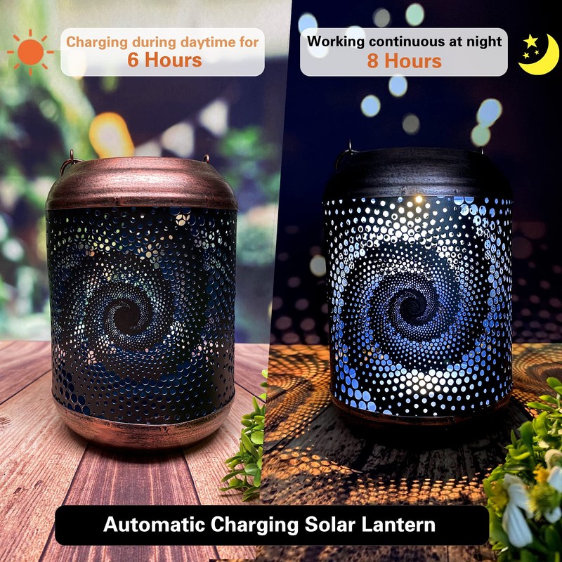 Solar Lanterns Outdoor Hanging Lantern Metal Waterproof LED Lantern with