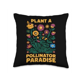 Pollinator Garden Design Wildlife Flowers Native Plants Throw Pillow