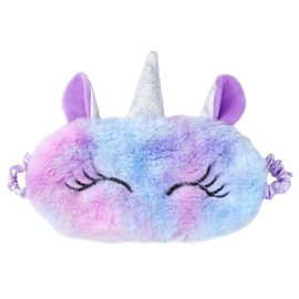 Rumyve Unicorn Sleeping Eye Mask, Cute 3D Animal Eye Mask, Soft Plush with Silk Cartoon Sleeping Eye Mask, Girls Adult Kids Travel Eye Mask (Purple)