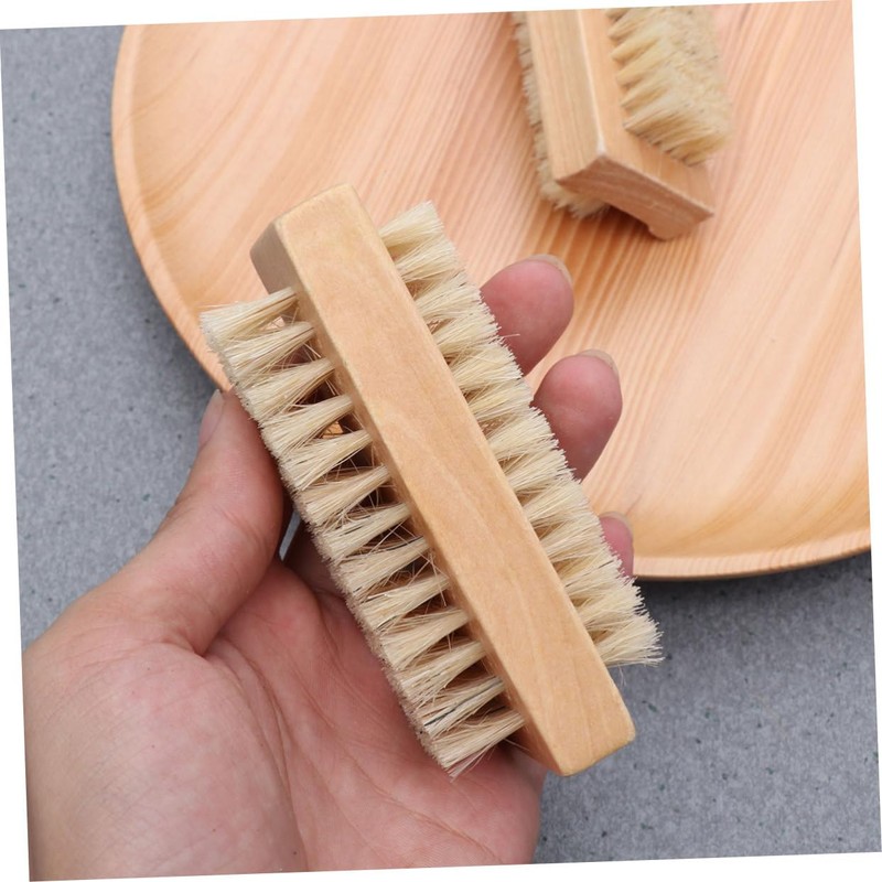 Baluue 4pcs Double Sided Nail Brush Wooden Manicure Brush for