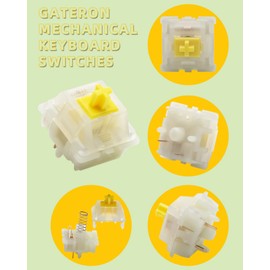 Gateron Milky Yellow Switches - Silent Linear Switches for MX Mechanical Keyboard Switches for Gaming and Typing 5 Pin (KS-3 70 Pcs)