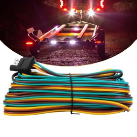 VINAUO 35FT Trailer Wiring Harness, 4 Wire Trailer Wire, Color Coded Wishbone Style Trailer Wiring Harness Kit 4 Pin, 42" Ground Trailer Wiring Kit, 4 Pin Trailer Connector