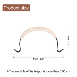 uxcell Metal Tea Pot Handle Cotton Rope Wrapped Handle U-Shape Handle Replacement for Span 3.5-4.5 Inch Ceramic Pottery Teapot Kettle Accessories Supplies, Black