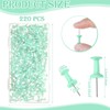 220 Count Green Push Pins, Standard Plastic Head Steel Point