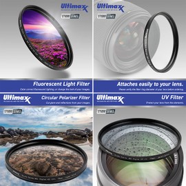 Ultimaxx 58MM Accessory Kit for Canon EOS Rebel T7, T6, T5, T3, T100, 4000D, 3000D, 2000D, 1500D, 1300D, 1200D 1100D, and More; Includes: 2X LP-E10 Batteries, Filter Kits, Backpack & More