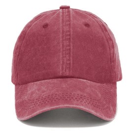 Wholesale Washed Cotton Dad Hat USA Stock Vintage Baseball Cap Custom Embroidery LogoColor: Maroon