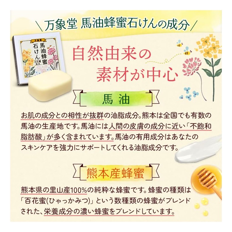 Manshodo Horse Oil Soap, 3.2 oz (90 g), Honey Blend,