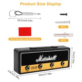 Marshall Key Holder Key Holder Wall Mounted JCM800 Guitar Key Ring Hook Holder for Keys House Attachment with 4 Key Holders Black A Gift for Music Lovers