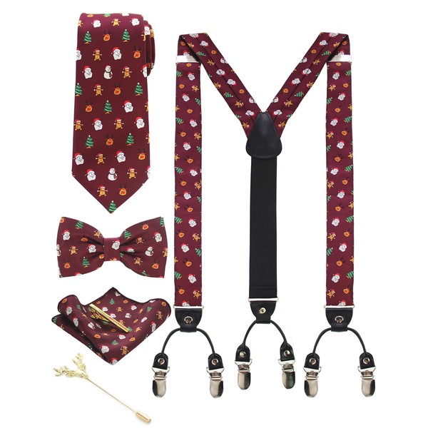 Jemygins Men's Christmas Braces in Silk 3.5 cm Y Shape