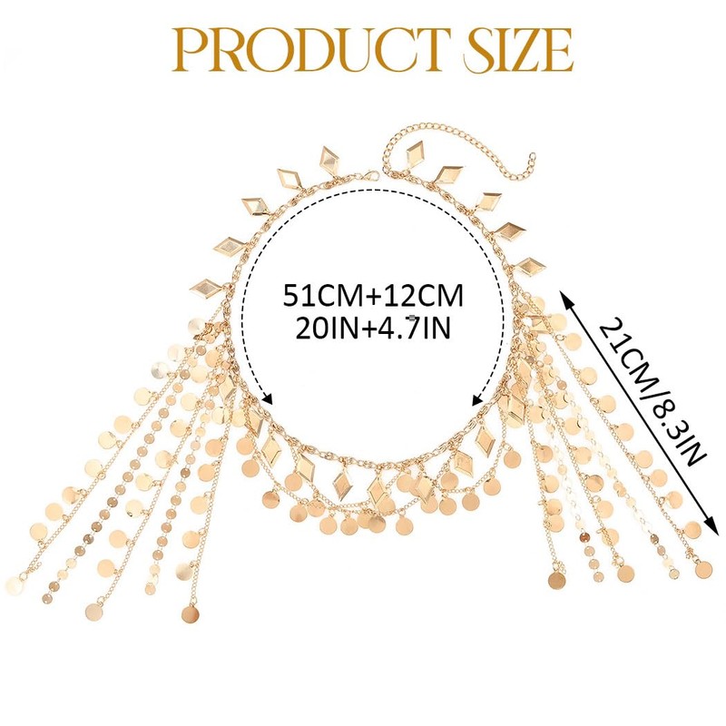 Reaky Gold Sequin Head Chain Egyptian Headpiece for Women, Alloy