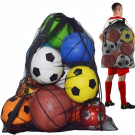 Sports Ball Bag Mesh – 30"x40" Large Capacity Mesh Ball Bag with Adjustable Strap for Basketball, Soccer, Volleyball & Swimming Gear