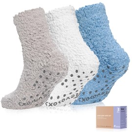 Revosoxs Fuzzy Socks with Grips for Women Men,Non Slip Hospital Slipper Crew Socks with Aloe Vera Perfume,Super Soft Warm Grip Cozy Fluffy socks Women Socks In Winter