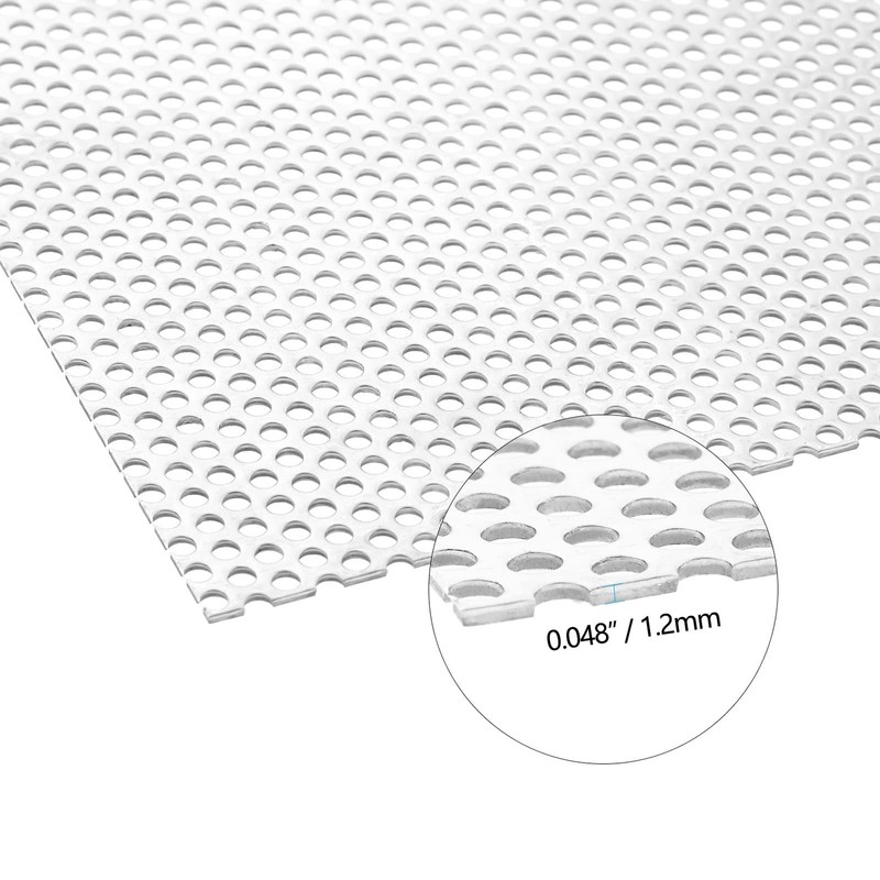 Perforated Metal Sheet - Perforated Stainless Steel Sheet, 11.8" x