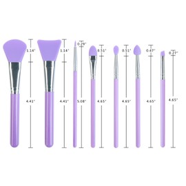 LORMAY 7 Pcs Silicone Brush applicator kit for UV Resin Epoxy Art Crafting and Cream Makeup Products (Purple)