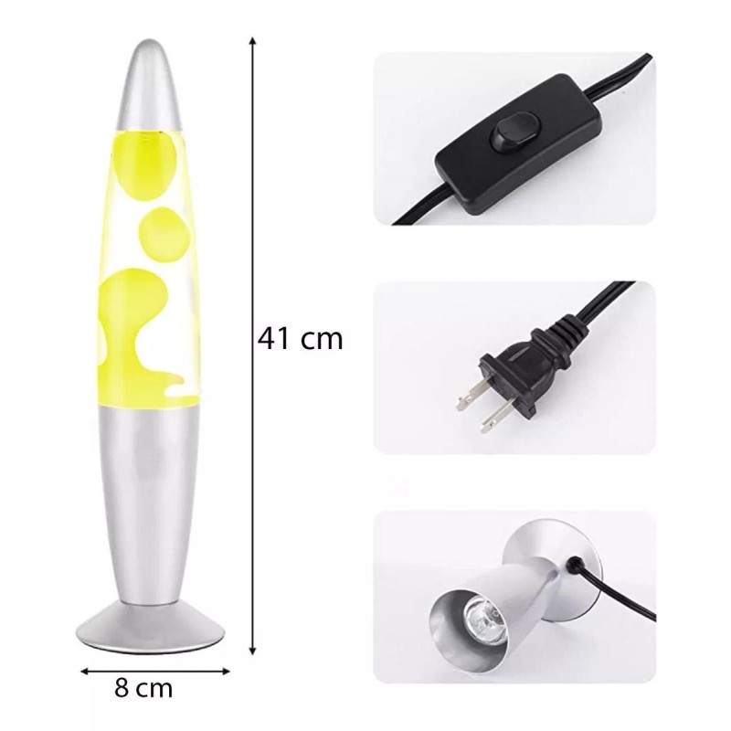 Lampara Lava Gris Varios Colores 41cm Decorar Casa Oficina