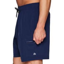 RBX Pantalones cortos de gimnasio tejidos para hombre, 7 pulgadas, de secado rápido, con bolsillos, ajuste atlético, X-Dri, pantalones cortos de entrenamiento que absorben la humedad, Cargo Navy, Medium
