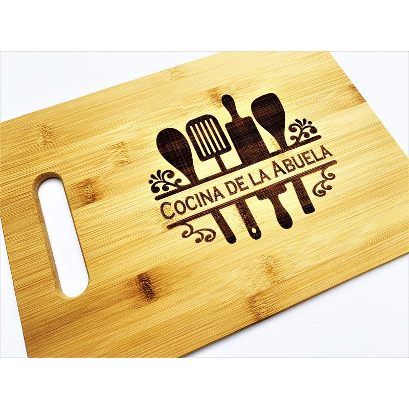 Cocina de la Abuela Engraved Bamboo Wood 9.5x13 Cutting Board
