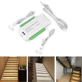 XLSBZ LED Stair Lighting Controller with Motion Sensor, 16 Levels Stair Light Control, LED Stair Light Controller