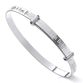 Old English Jewellers Solid Sterling Silver Baby Bangle - Rock A Bye Baby. Expanding Baby Bangle Sterling Silver Bangle Christening Gift. Baby Girl and Baby Boy Bracelet, Silver Christening Gifts.