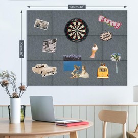 RIMAYA Large Cork Board for Walls with 30 Push Pins-48"X36", Easy to Peel&Stick Vision Bulletin Board Tiles, Black Poster Felt Board Supplies Set Home Office Classroom Corkboard Decor Self Adhesive