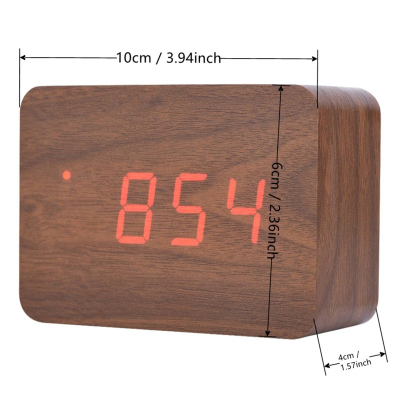 Socobeta Alarm Clock Digital Clock Wooden Electronic Clock with LED