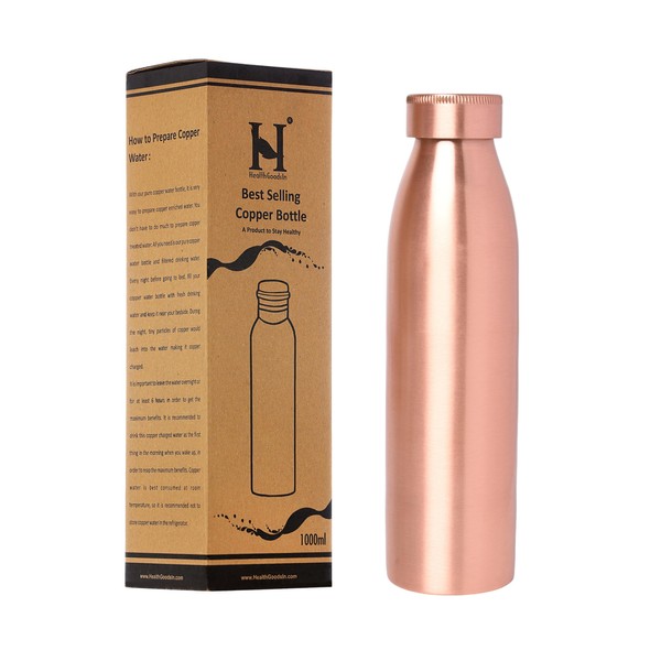 Pure Copper Water Bottle for Ayurvedic Health Benefits, 900 Ml