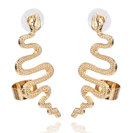 Generic Snake Stud Earrings Curved Snake Shaped Jewellery Snake Earrings Gothic Woman Ear Stud Gift Alloy Ear Jewellery for Women Girls Silver Pack of 2, Alloy Steel