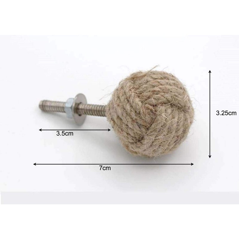 RII 32MM Dia Set of 6 Jute Rope Cabinet knobs