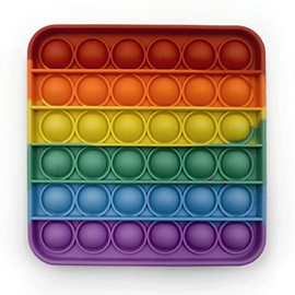 Droquimur Pop It Sensory Anti-Stress Toy Bubble Explode Relaxing Fidget Toy Square Rectangle Rainbow Multicoloured