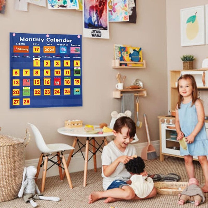 Mewise Monthly Calendar Pocket Chart Classroom,Mont