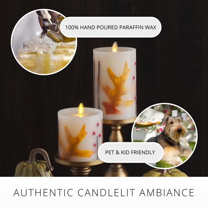 Luminara Embedded Flameless LED Candle - Orange Leaf 3.5" x