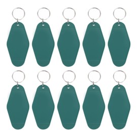 PATIKIL Vintage Motel Keychains, Pack of 10 Blank Hotel Keychains, Rhombus Retro Key Chains for DIY Crafts, Embellishment Turquoise, teal